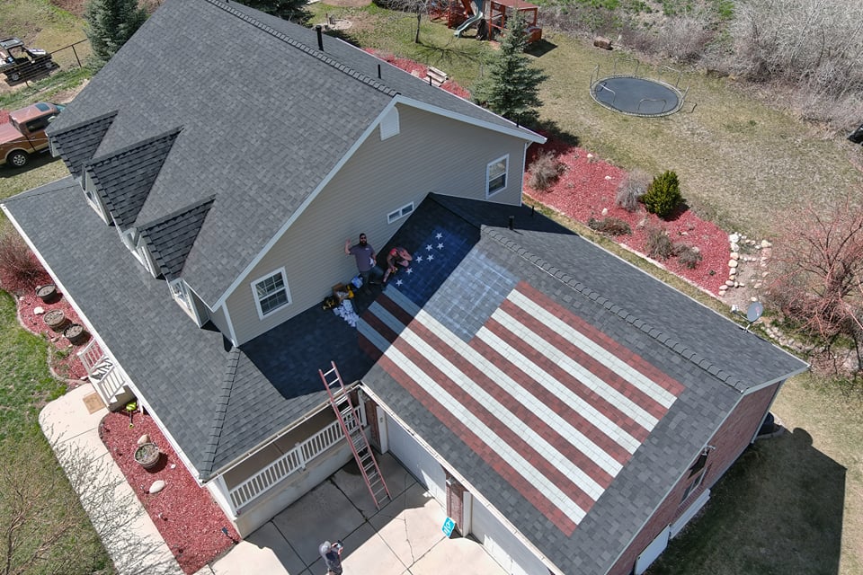 American flag garage roof